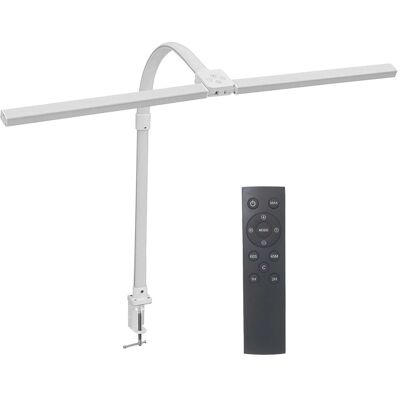 Lámpara De Escritorio Relaxdays, Doble Led, Mando A Distancia Y Control Táctil, 80 Cm, Pinza Y Cuello De Cisne, Blanca Lámpara De Escritorio Relaxdays, Doble Led, Mando A Distancia Y Control Táctil, 80 Cm, Pinza Y Cuello De Cisne, Blanca