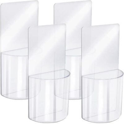 DPZO Soporte De Pared De 4 Piezas Para Mando A Distancia, Organizador Multimedia De Acrílico Transparente, No Requiere Taladrar, Para Dormitorio O Mesita De Noche. DPZO Soporte De Pared De 4 Piezas Para Mando A Distancia, Organizador Multimedia De Acrílico Transparente, No Requiere Taladrar, Para Dormitorio O Mesita De Noche.