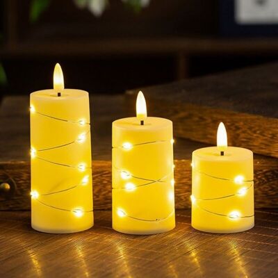 SANS MARQUE Vela Led De 4, 5 Y 6 Pulgadas, Funciona Con Pilas, Con Mando A Distancia Y Cadena De Tela Integrada (pzcc) SANS MARQUE Vela Led De 4, 5 Y 6 Pulgadas, Funciona Con Pilas, Con Mando A Distancia Y Cadena De Tela Integrada (pzcc)