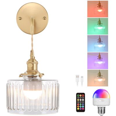 FULEADTURE Aplique De Pared Inalámbrico Recargable, Estilo Vintage Retro, Luz Rgb Multicolor, Perfecta Para Cabecera Y Salón (mando A Distancia Y Bombilla Incluidos) FULEADTURE Aplique De Pared Inalámbrico Recargable, Estilo Vintage Retro, Luz Rgb Multicolor, Perfecta Para Cabecera Y Salón (mando A Distancia Y Bombilla Incluidos)