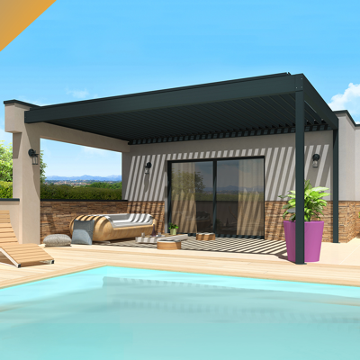 Intersun - Pérgola bioclimática Tramontana 4,50x4,987 m Motorización con mando a distancia - Antracita Intersun - Pérgola bioclimática Tramontana 4,50x4,987 m Motorización con mando a distancia - Antracita