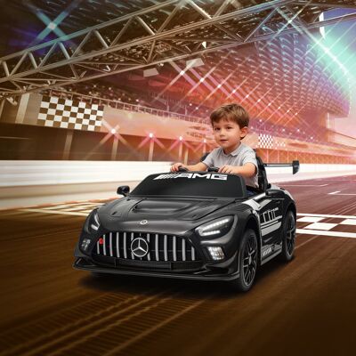 TORMATOR Coche Eléctrico Para Niños Mercedes-amg Gt3 Evo Con Mando A Distancia Motor Doble Ruedas Auxiliares Asa Música Negro TORMATOR Coche Eléctrico Para Niños Mercedes-amg Gt3 Evo Con Mando A Distancia Motor Doble Ruedas Auxiliares Asa Música Negro