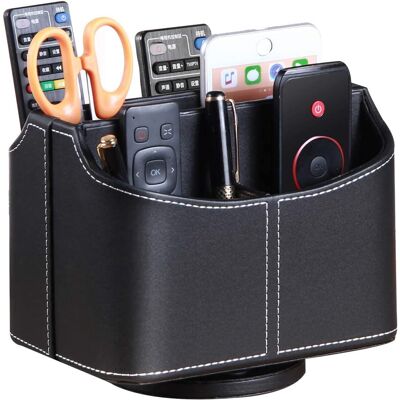 Ahlsen - Soporte Giratorio Para Mando A Distancia, Organizador Multimedia Con 5 Compartimentos, Organizador De Escritorio Multifuncional De Piel Sintética, Caja De Almacenamiento Para Tv Para Mandos A D Ahlsen - Soporte Giratorio Para Mando A Distancia, Organizador Multimedia Con 5 Compartimentos, Organizador De Escritorio Multifuncional De Piel Sintética, Caja De Almacenamiento Para Tv Para Mandos A D