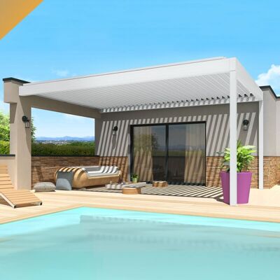 Intersun - Pérgola bioclimática - 4,50x4,987m, Blanco, Aluminio Intersun - Pérgola bioclimática - 4,50x4,987m, Blanco, Aluminio