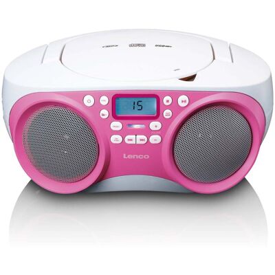 Lenco Radio Fm Portátil/cd/mp3/reproductor Usb - Rosa, Compacto Y Ligero Lenco Radio Fm Portátil/cd/mp3/reproductor Usb - Rosa, Compacto Y Ligero
