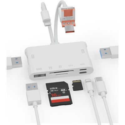 OEM Lector De Tarjetas Micro Sd, Lector De Tarjetas Sd 7 En 1 Y Adaptador Usb Otg Con Ranuras Para Tarjetas Micro Sd Y Sd. Lector De Tarjetas De Memoria Para Iphone/ipad, Dispositivos Usb C Y Usb A, Compa OEM Lector De Tarjetas Micro Sd, Lector De Tarjetas Sd 7 En 1 Y Adaptador Usb Otg Con Ranuras Para Tarjetas Micro Sd Y Sd. Lector De Tarjetas De Memoria Para Iphone/ipad, Dispositivos Usb C Y Usb A, Compa