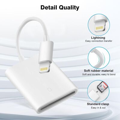 OEM Adaptador Lightning A Tarjeta Sd, Lector De Tarjetas Para Cámara De Iphone Y Ipad, Visor De Cámara Para Exteriores Plug-and-play, Certificado Mfi. OEM Adaptador Lightning A Tarjeta Sd, Lector De Tarjetas Para Cámara De Iphone Y Ipad, Visor De Cámara Para Exteriores Plug-and-play, Certificado Mfi.