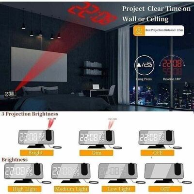 OEM Reloj Despertador Con Proyector Y Radio, Reloj Digital, Radio Despertador Usb Con Doble Alarma Y Pantalla Led Con Espejo, Para El Hogar Y La Oficina. OEM Reloj Despertador Con Proyector Y Radio, Reloj Digital, Radio Despertador Usb Con Doble Alarma Y Pantalla Led Con Espejo, Para El Hogar Y La Oficina.