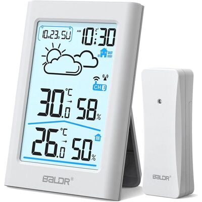 OEM Estación Meteorológica Inalámbrica Con Sensor Exterior, Radio Reloj Digital Dcf, Termómetro E Higrómetro Para Interiores Y Exteriores, Para Pronóstico Del Tiempo, Pantalla De 3,7", Color Crema. OEM Estación Meteorológica Inalámbrica Con Sensor Exterior, Radio Reloj Digital Dcf, Termómetro E Higrómetro Para Interiores Y Exteriores, Para Pronóstico Del Tiempo, Pantalla De 3,7", Color Crema.