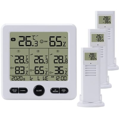 OEM Estación Meteorológica Inalámbrica Con Sensor Exterior, Radio Digital, Pantalla De Termómetro, Higrómetro Y 3 Sensores Interiores Y Exteriores. OEM Estación Meteorológica Inalámbrica Con Sensor Exterior, Radio Digital, Pantalla De Termómetro, Higrómetro Y 3 Sensores Interiores Y Exteriores.
