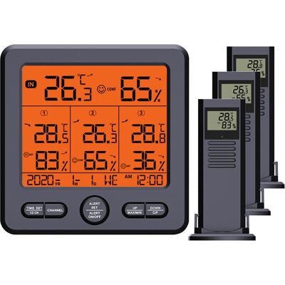 OEM Termómetro/higrómetro Para Estación Meteorológica, De 1 A 3 Mediciones, Seguimiento De Temperatura/humedad Interior/exterior, Negro OEM Termómetro/higrómetro Para Estación Meteorológica, De 1 A 3 Mediciones, Seguimiento De Temperatura/humedad Interior/exterior, Negro
