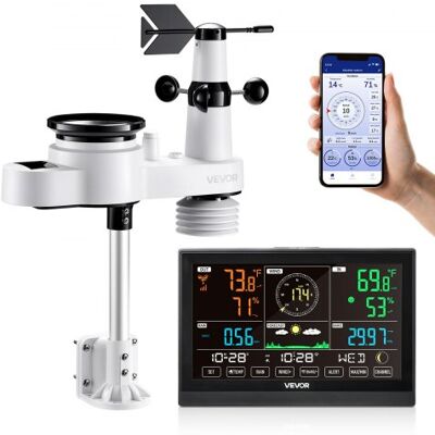 OEM 5 En 1 Estación Meteorológica Solar Wifi, Con Pantalla Va De 190,5 Mm, Sensor Solar Exterior, Pronóstico Del Tiempo, Temperatura, Humedad, Precipitaciones, Velocidad Y Dirección Del Viento OEM 5 En 1 Estación Meteorológica Solar Wifi, Con Pantalla Va De 190,5 Mm, Sensor Solar Exterior, Pronóstico Del Tiempo, Temperatura, Humedad, Precipitaciones, Velocidad Y Dirección Del Viento