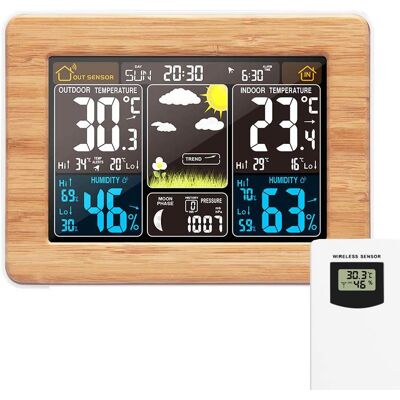OEM Estación Meteorológica Digital Inalámbrica Con Sensor Exterior, Que Incluye Hora, Fecha, Temperatura, Humedad, Barómetro, Alarma, Indicador De Fase Lunar Y Termómetro Multifunción. OEM Estación Meteorológica Digital Inalámbrica Con Sensor Exterior, Que Incluye Hora, Fecha, Temperatura, Humedad, Barómetro, Alarma, Indicador De Fase Lunar Y Termómetro Multifunción.