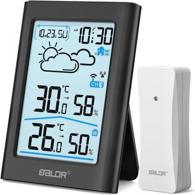 OEM Estación Meteorológica Inalámbrica - Termómetro Y Higrómetro Interior Exterior - Reloj Radio Dcf - Pantalla De 3,7 Pulgadas - 3 Canales - Alarma OEM Estación Meteorológica Inalámbrica - Termómetro Y Higrómetro Interior Exterior - Reloj Radio Dcf - Pantalla De 3,7 Pulgadas - 3 Canales - Alarma