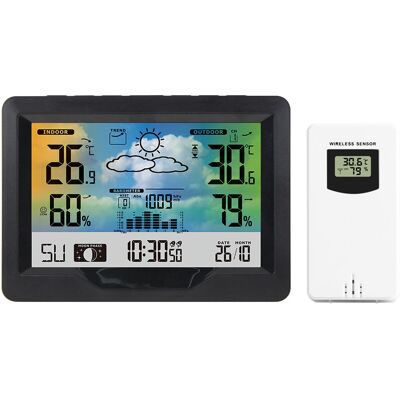 OEM Estación Meteorológica Inalámbrica Con Pantalla A Color, Para Interiores Y Exteriores, Con Sensor Exterior, Pantalla Digital De Temperatura Y Humedad, Despertador, Fase Lunar, Retroiluminación Y Modo OEM Estación Meteorológica Inalámbrica Con Pantalla A Color, Para Interiores Y Exteriores, Con Sensor Exterior, Pantalla Digital De Temperatura Y Humedad, Despertador, Fase Lunar, Retroiluminación Y Modo