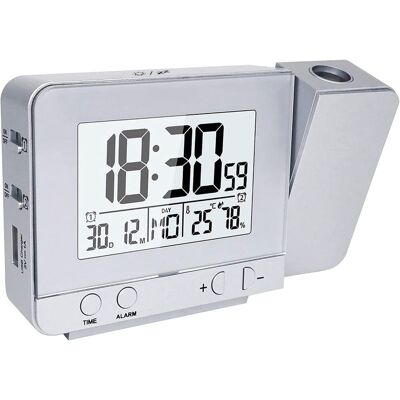 OEM Reloj Con Proyector Led, Despertador Digital Con Proyección, Indicador De Temperatura Interior, 4 Niveles De Brillo Ajustables, Color Plata. OEM Reloj Con Proyector Led, Despertador Digital Con Proyección, Indicador De Temperatura Interior, 4 Niveles De Brillo Ajustables, Color Plata.
