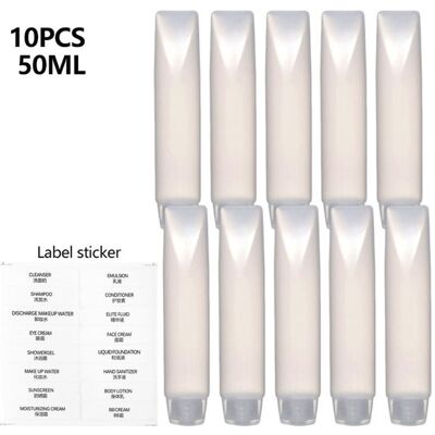 OEM 10 Unidades De 50 Ml, Botellas De Plástico Transparentes Vacías Para Viaje, Tubos De Llenado Exprimibles Para Champú, Loción, Cremas Y Cosméticos OEM 10 Unidades De 50 Ml, Botellas De Plástico Transparentes Vacías Para Viaje, Tubos De Llenado Exprimibles Para Champú, Loción, Cremas Y Cosméticos