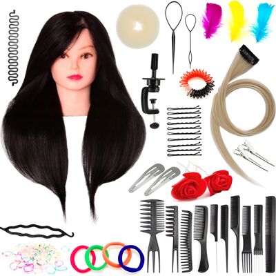 OEM Cabeza De Entrenamiento De Peluquería Ela De 55 Cm, Set Para Peinar El Cabello. OEM Cabeza De Entrenamiento De Peluquería Ela De 55 Cm, Set Para Peinar El Cabello.