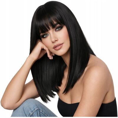 OEM Peluca Luvu Para Mujer Con Flequillo, Cabello Liso Castaño Oscuro, Como Natural. OEM Peluca Luvu Para Mujer Con Flequillo, Cabello Liso Castaño Oscuro, Como Natural.