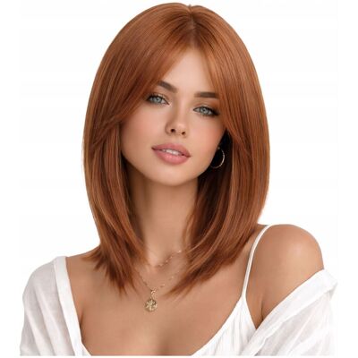 OEM Peluca Femenina Jak, Cabello Corto Liso Castaño Rojizo Natural, Color Pelirrojo, Con Flequillo. OEM Peluca Femenina Jak, Cabello Corto Liso Castaño Rojizo Natural, Color Pelirrojo, Con Flequillo.