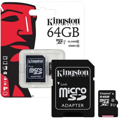Kingston - 64GB MicroSD - Clase 10 - Tarjeta de memoria Kingston - 64GB MicroSD - Clase 10 - Tarjeta de memoria