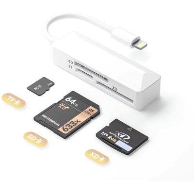 OEM Lector De Tarjetas Sd Para Iphone, Adaptador Lightning Para Tarjetas Sd, Adaptador De Tarjeta De Memoria Xd De Alta Velocidad Para Iphone 14/13/12/11/xs/xr/x/8/7/6/5. Compatible Con Tarjetas Sd/tf/xd OEM Lector De Tarjetas Sd Para Iphone, Adaptador Lightning Para Tarjetas Sd, Adaptador De Tarjeta De Memoria Xd De Alta Velocidad Para Iphone 14/13/12/11/xs/xr/x/8/7/6/5. Compatible Con Tarjetas Sd/tf/xd