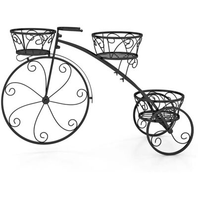 NORTHIX Metal Plant Stand With Bicycle Design, 3 Baskets, Black NORTHIX Metal Plant Stand With Bicycle Design, 3 Baskets, Black