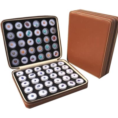 OEM Caja De Presentación Marrón Para 60 Diamantes De Piedras Preciosas, Caja De Almacenamiento De Colección Encuadernada En Cuero - Crezuo OEM Caja De Presentación Marrón Para 60 Diamantes De Piedras Preciosas, Caja De Almacenamiento De Colección Encuadernada En Cuero - Crezuo