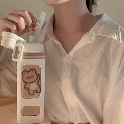 OEM Botella De Agua Para Niñas Pequeñas Con Pajita Y Pegatinas Antiderrame, Botella Deportiva Cuadrada De Plástico Para El Colegio Y El Tiempo Libre - Crezuo OEM Botella De Agua Para Niñas Pequeñas Con Pajita Y Pegatinas Antiderrame, Botella Deportiva Cuadrada De Plástico Para El Colegio Y El Tiempo Libre - Crezuo