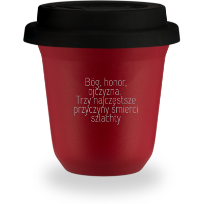 OEM Taza Roja De 240 Ml Con La Inscripción "dios, Honor, Patria. Las Tres Causas Más Comunes De Muerte Entre La Nobleza" Y Tapa Negra. OEM Taza Roja De 240 Ml Con La Inscripción "dios, Honor, Patria. Las Tres Causas Más Comunes De Muerte Entre La Nobleza" Y Tapa Negra.