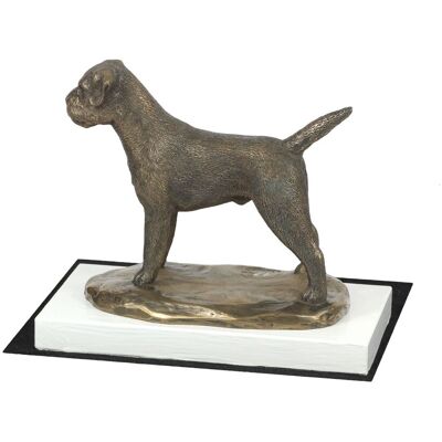 OEM Border Terrier - Figura De Perro, Figura Sobre Base Blanca, Trofeo Para Exposición Canina De Art-dog OEM Border Terrier - Figura De Perro, Figura Sobre Base Blanca, Trofeo Para Exposición Canina De Art-dog