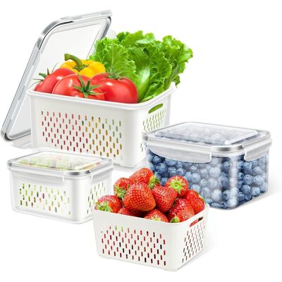 OEM 3 Contenedores Nevera Apilables Estancos Con Tapa, Gris OEM 3 Contenedores Nevera Apilables Estancos Con Tapa, Gris