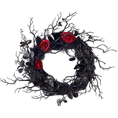 OEM Una Corona Gótica De Halloween Adornada Con Rosas Artificiales, Versátil Y Perfecta Para La Decoración. OEM Una Corona Gótica De Halloween Adornada Con Rosas Artificiales, Versátil Y Perfecta Para La Decoración.