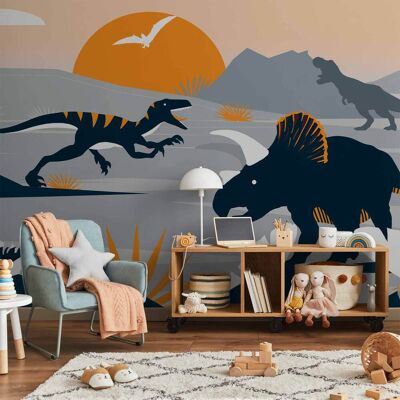 OEM Fotomural - Los Últimos Dinosaurios Con Naranja - Paisaje Abstracto Para La Habitación OEM Fotomural - Los Últimos Dinosaurios Con Naranja - Paisaje Abstracto Para La Habitación