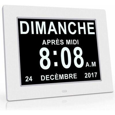 Versaillesfr - Reloj Electrónico Con Pantalla Lcd, Pantalla De Caracteres Grandes Y Claros, Atenuación Automática, Reloj Con Conversión A Ocho Idiomas (blanco) Versaillesfr - Reloj Electrónico Con Pantalla Lcd, Pantalla De Caracteres Grandes Y Claros, Atenuación Automática, Reloj Con Conversión A Ocho Idiomas (blanco)