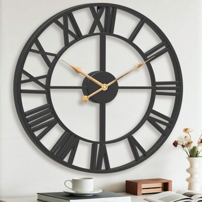 ENLENK Gran Reloj De Pared, 40 Cm, Esqueleto Negro, Moderno, Decorativo, Grandes Números Romanos, Reloj De Pared Silencioso Vintage Para Sala De Estar, Cocina, Oficina, Dormitorio, Chimenea, Hogar ENLENK Gran Reloj De Pared, 40 Cm, Esqueleto Negro, Moderno, Decorativo, Grandes Números Romanos, Reloj De Pared Silencioso Vintage Para Sala De Estar, Cocina, Oficina, Dormitorio, Chimenea, Hogar