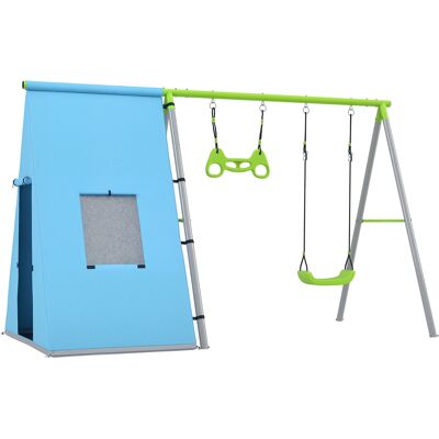 JHY DESIGN Estructura De Juego 3 En 1, Tienda De Juegos, Columpio, Anillas De Gimnasia, Metal, Plástico, Verde JHY DESIGN Estructura De Juego 3 En 1, Tienda De Juegos, Columpio, Anillas De Gimnasia, Metal, Plástico, Verde