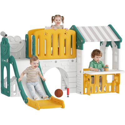 JHY DESIGN Tobogán 7 En 1, Zona De Juegos, Estructura Para Trepar, Amarillo + Verde JHY DESIGN Tobogán 7 En 1, Zona De Juegos, Estructura Para Trepar, Amarillo + Verde