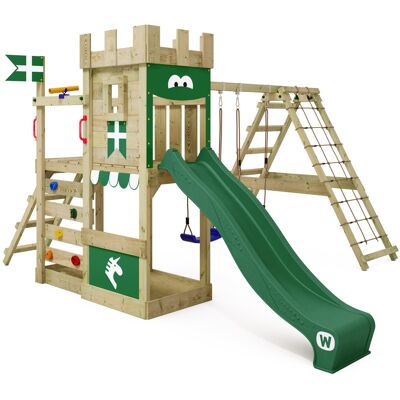 Parque Infantil De Madera Dragonflyer Con Columpio Y Tobogán Torre De Escalada De Exterior Con Arenero Y Escalera Para Niños - Verde - Verde - Wickey Parque Infantil De Madera Dragonflyer Con Columpio Y Tobogán Torre De Escalada De Exterior Con Arenero Y Escalera Para Niños - Verde - Verde - Wickey