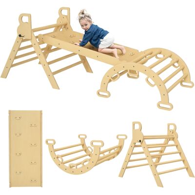 JHY DESIGN Triángulo De Escalada Infantil 5 En 1 Con Triángulo De Escalada, Rampa De Escalada Reversible Y Balancín. JHY DESIGN Triángulo De Escalada Infantil 5 En 1 Con Triángulo De Escalada, Rampa De Escalada Reversible Y Balancín.