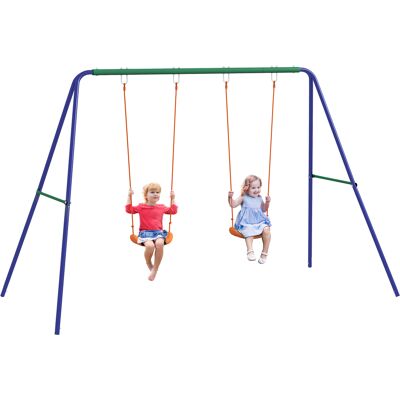 JHY DESIGN Columpio Infantil Para Niños De 3 A 8 Años, 2 Asientos Y 4 Barras De Suspensión, Fabricado En Metal Y Polipropileno, 269 X 160 X 180 Cm. JHY DESIGN Columpio Infantil Para Niños De 3 A 8 Años, 2 Asientos Y 4 Barras De Suspensión, Fabricado En Metal Y Polipropileno, 269 X 160 X 180 Cm.