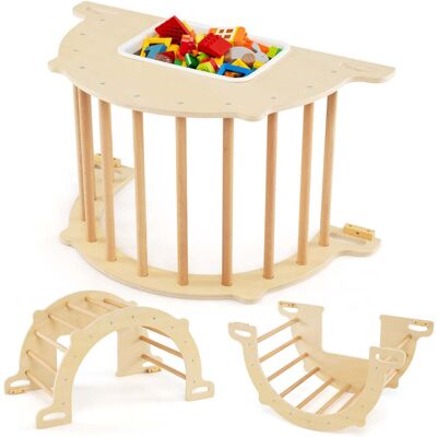 HELLOSHOP26 Juego De 1 Arco De Escalada 8 En 1 90 X 50 X 48 Cm Con Contenedor Plegable Para El Desarrollo Motor Fabricado En Madera Natural 200009993 HELLOSHOP26 Juego De 1 Arco De Escalada 8 En 1 90 X 50 X 48 Cm Con Contenedor Plegable Para El Desarrollo Motor Fabricado En Madera Natural 200009993