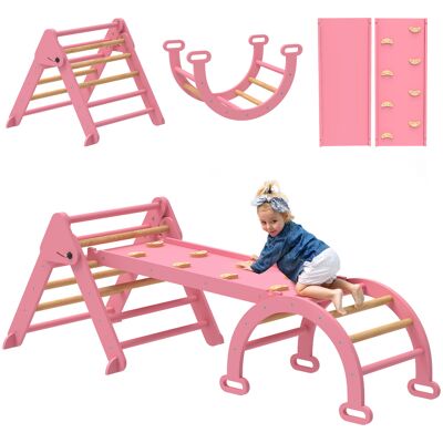JHY DESIGN Triángulo De Escalada Montessori Plegable De Madera 7 En 1 Con Arco Y Pasamanos Para Niños De 18 A 48 Meses, 188 X 70 Cm, Rosa JHY DESIGN Triángulo De Escalada Montessori Plegable De Madera 7 En 1 Con Arco Y Pasamanos Para Niños De 18 A 48 Meses, 188 X 70 Cm, Rosa