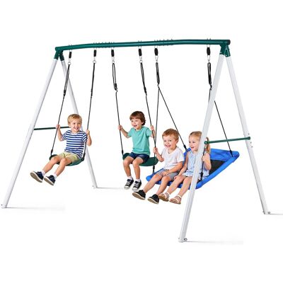 Vevor Juego De Columpio Infantil Exterior, 184 X 193,5 X 182 Cm, Set De Columpio De Jardín, Capacidad De Carga 199,6 Kg, Con 2 Asientos, Altura Ajustable, Marco De Acero, Para Niños Terraza, Verde Vevor Juego De Columpio Infantil Exterior, 184 X 193,5 X 182 Cm, Set De Columpio De Jardín, Capacidad De Carga 199,6 Kg, Con 2 Asientos, Altura Ajustable, Marco De Acero, Para Niños Terraza, Verde