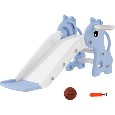 JHY DESIGN Tobogán Infantil 3 En 1, Con Forma De Jirafa, Con Aro Y Pelota De Baloncesto, Color Azul. JHY DESIGN Tobogán Infantil 3 En 1, Con Forma De Jirafa, Con Aro Y Pelota De Baloncesto, Color Azul.