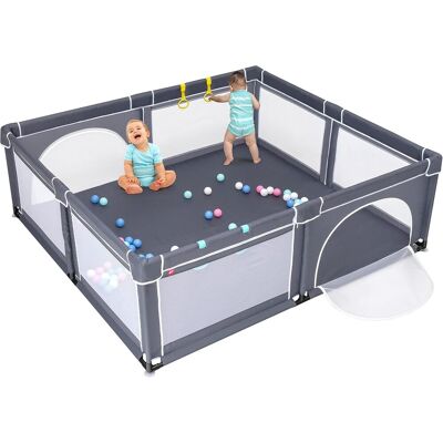Costway - Parque Extra Para Niños 206 X 185.5 X 68 Cm/centro Actividad Portátil Con Cercas De Seguridad/redes Transpirables Y Ventosas Antideslizantes, 50 Pelotas (gris Oscuro) Costway - Parque Extra Para Niños 206 X 185.5 X 68 Cm/centro Actividad Portátil Con Cercas De Seguridad/redes Transpirables Y Ventosas Antideslizantes, 50 Pelotas (gris Oscuro)