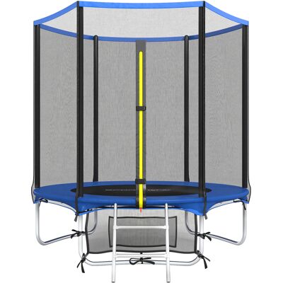 JHY DESIGN Cama Elástica De Exterior De Ø183 Cm Para Niños A Partir De 6 Años Y Adultos, Con Red De Seguridad Y Escalera De 2 Peldaños - Azul JHY DESIGN Cama Elástica De Exterior De Ø183 Cm Para Niños A Partir De 6 Años Y Adultos, Con Red De Seguridad Y Escalera De 2 Peldaños - Azul