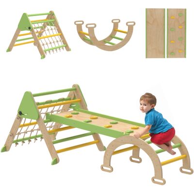 JHY DESIGN Triangolo Da Arrampicata 8 In 1 Per Bambini Con Rampa A Doppia Faccia, Arco Da Arrampicata In Legno Con Scivolo E Scaletta, Verde JHY DESIGN Triangolo Da Arrampicata 8 In 1 Per Bambini Con Rampa A Doppia Faccia, Arco Da Arrampicata In Legno Con Scivolo E Scaletta, Verde