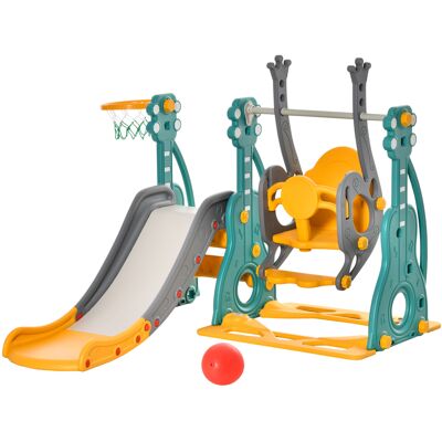 OEM Tobogán Infantil Con Columpio Y Canasta De Baloncesto 3 En 1 Para 18-36 Meses Con Asiento Ajustable Parque Infantil Para Interior Y Exterior 152x149x107 Cm Multicolor OEM Tobogán Infantil Con Columpio Y Canasta De Baloncesto 3 En 1 Para 18-36 Meses Con Asiento Ajustable Parque Infantil Para Interior Y Exterior 152x149x107 Cm Multicolor