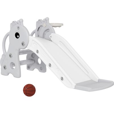 JHY DESIGN Tobogán Infantil 3 En 1, Con Forma De Jirafa, Con Aro Y Pelota De Baloncesto, Color Gris. JHY DESIGN Tobogán Infantil 3 En 1, Con Forma De Jirafa, Con Aro Y Pelota De Baloncesto, Color Gris.
